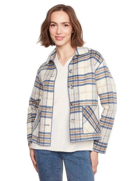 REVERSIBLE 2 WAY PLAID BUTTON DETAIL JACKET Jacket Charlie B 