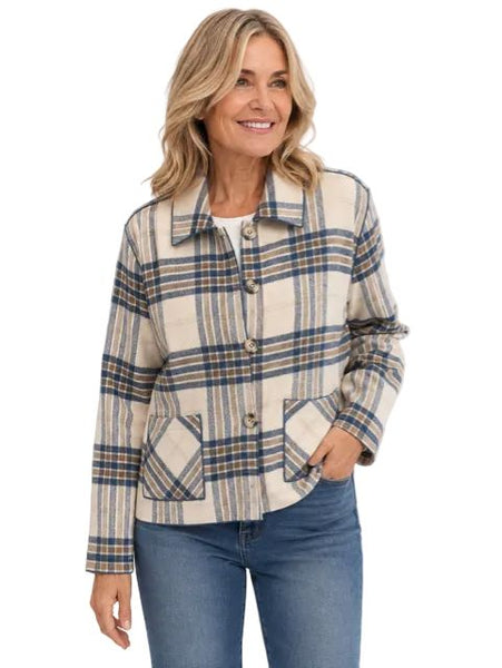 REVERSIBLE 2 WAY PLAID BUTTON DETAIL JACKET Jacket Charlie B 