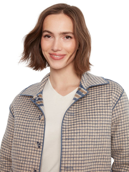 REVERSIBLE 2 WAY PLAID BUTTON DETAIL JACKET Jacket Charlie B 
