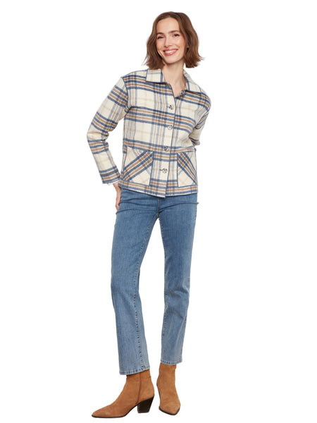 REVERSIBLE 2 WAY PLAID BUTTON DETAIL JACKET Jacket Charlie B 