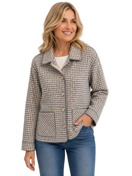 REVERSIBLE 2 WAY PLAID BUTTON DETAIL JACKET Jacket Charlie B 