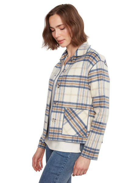 REVERSIBLE 2 WAY PLAID BUTTON DETAIL JACKET Jacket Charlie B 