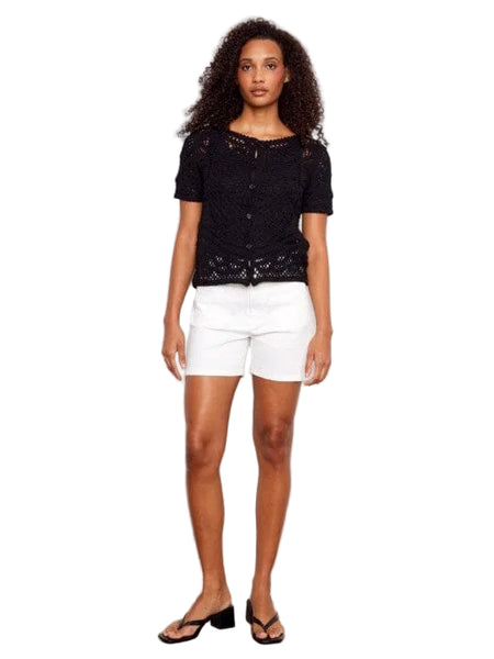 REVERSIBLE SHORT SLEEVE CROCHET SWEATER WITH BUTTONS Shirts & Tops Charlie B 