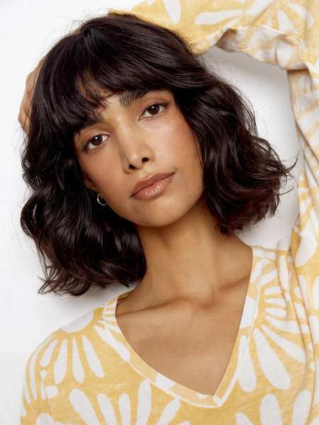 REVERSIBLE YELLOW LONG SLEEVE V-NECK TOP Shirts & Tops Charlie B 