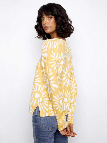 REVERSIBLE YELLOW LONG SLEEVE V-NECK TOP Shirts & Tops Charlie B 