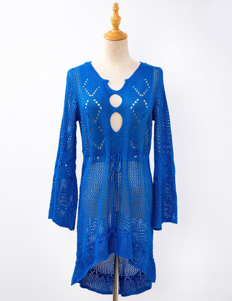 ROYAL BLUE CROCHET LACE BATHING SUIT COVER UP Top FashionWear Collection 