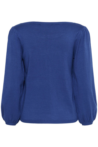 ROYAL BLUE EMBROIDERED SLEEVE WIDE NECK SWEATER Sweater CREAM 