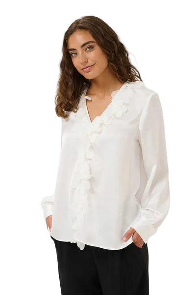RUFFLE WHITE BLOUSE Blouse Culture 