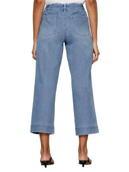 SANCTUARY DOLLFACE BLUE FRONT POCKET CROP WIDE LEG PANT Jeans Sanctuary 