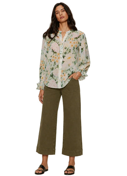 SANCTUARY FLORAL SHEER TIE SLEEVE BLOUSE T Shirts & Tops Sanctuary 