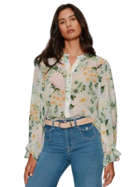 SANCTUARY FLORAL SHEER TIE SLEEVE BLOUSE T Shirts & Tops Sanctuary 