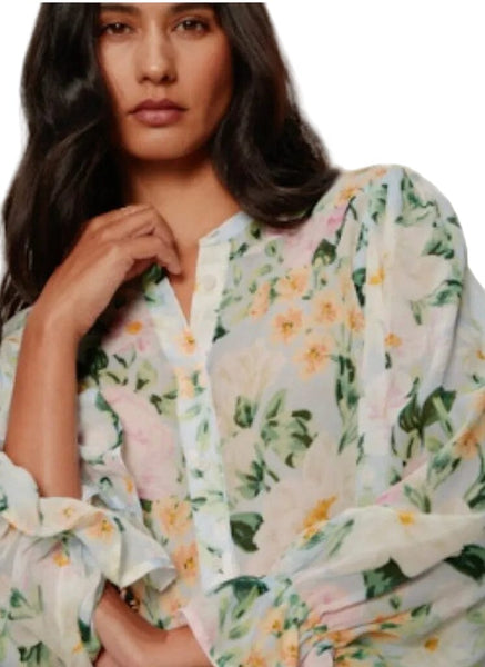 SANCTUARY FLORAL SHEER TIE SLEEVE BLOUSE T Shirts & Tops Sanctuary 