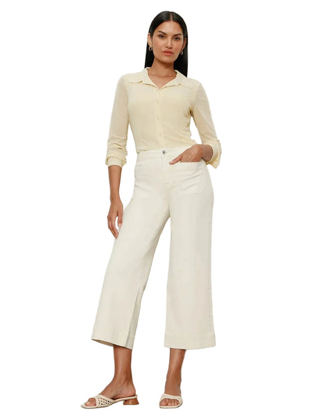 SANCTUARY FRENCH VANILLA CREAM FRONT POCKET CROP WIDE LEG PANT Jeans Sanctuary 26 French Vanilla Cream 
