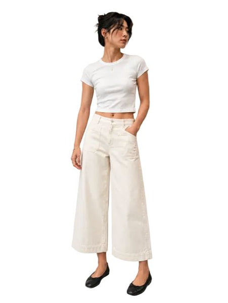 SANCTUARY FRENCH VANILLA FRONT POCKET CROP WIDE LEG PANT Jeans Sanctuary 