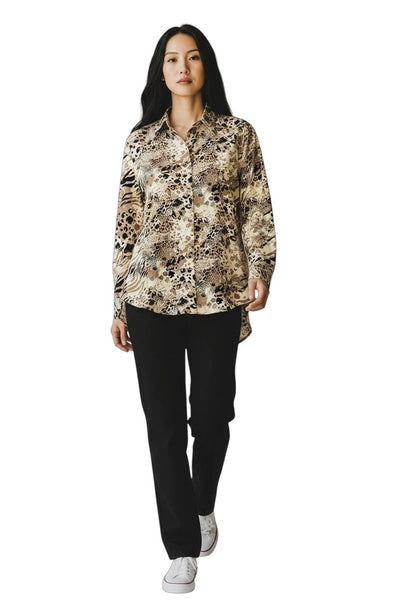SATIN MIXED ANIMAL PRINT BLOUSE Shirts & Tops Papillon 