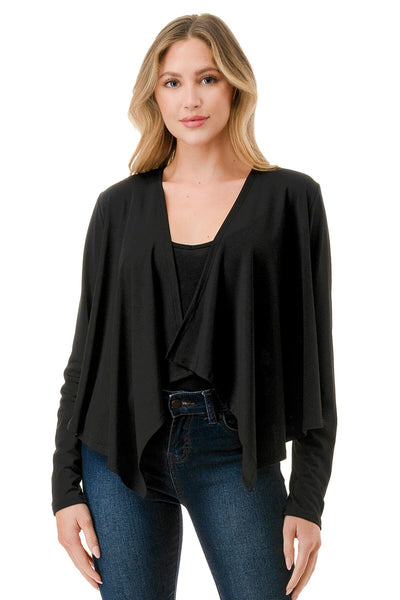 SHEER BACK SHORT CARDIGAN Cardigan FashionWear Collection S Black 