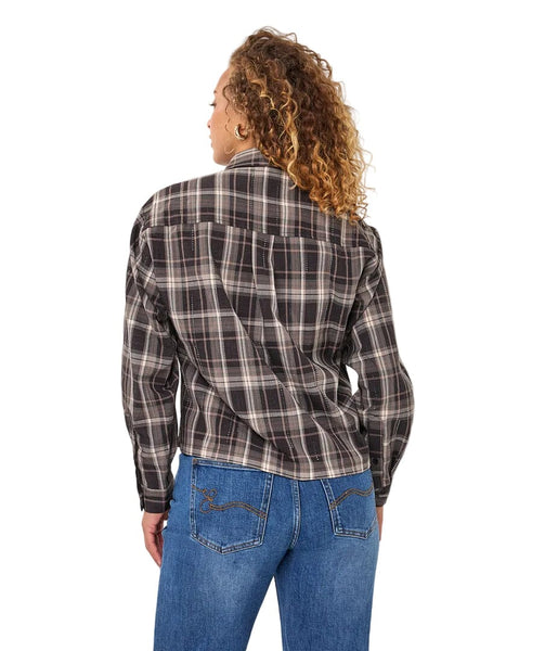 SHORT CHECK EMBELLISHED BLOUSE WITH SELF COLLAR Blouse Esqualo 