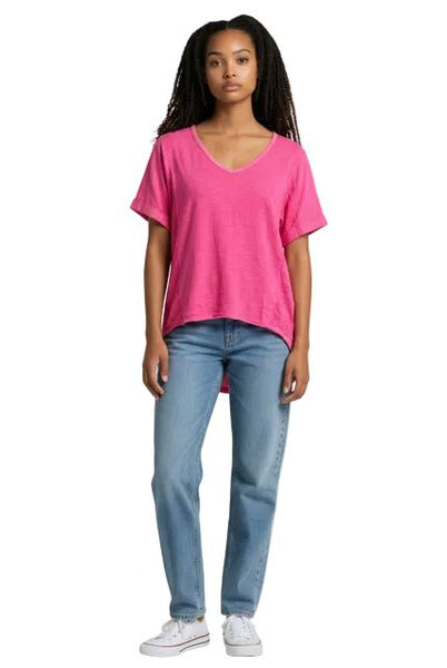 SHORT SLEEVE V NECK LINEN AND KNITTED VISCOSE TOPS Top Pistache 
