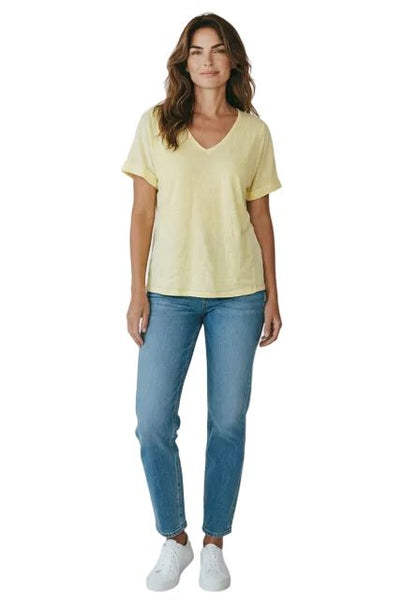 SHORT SLEEVE V NECK LINEN AND KNITTED VISCOSE TOPS Top Pistache 