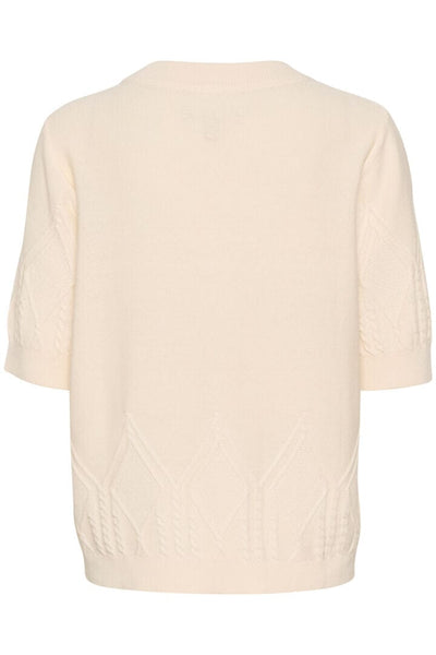 SHORT SLEEVE V NECK WHITE KNIT TOP T-Shirt CULTURE 