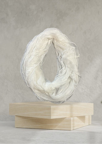 SILKY FEEL SOLID WHITE INFINITY SCARF Scarf FashionWear Collection White 