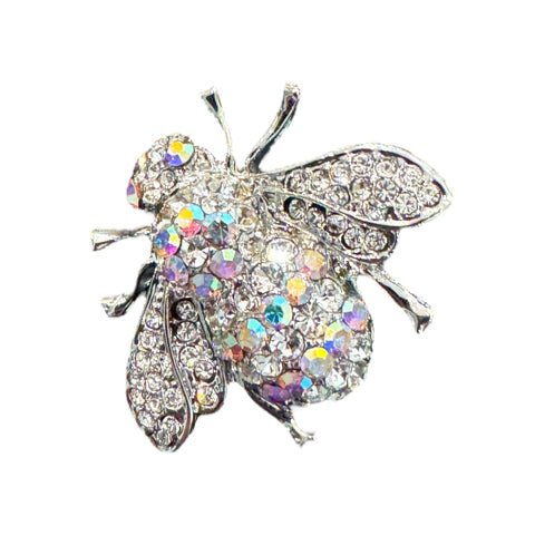 SILVER CRYSTAL BUBBLE BEE BROOCH Brooch FashionWear Collection Clear Crystal 