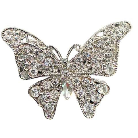 SILVER CRYSTAL BUTTERFLY BROOCH Brooch FashionWear Collection SIlver 