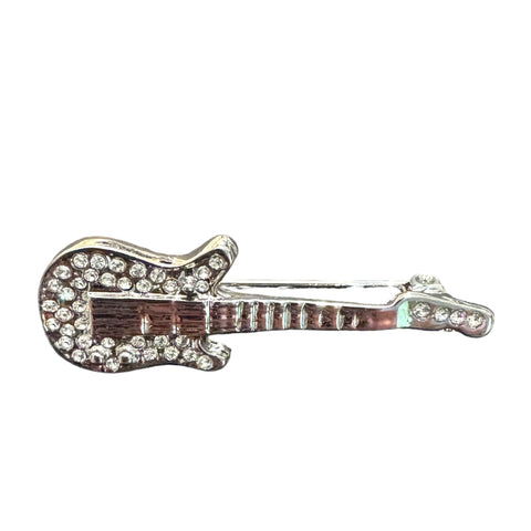 SILVER GUITAR BROOCH Brooch FashionWear Collection Crystal 