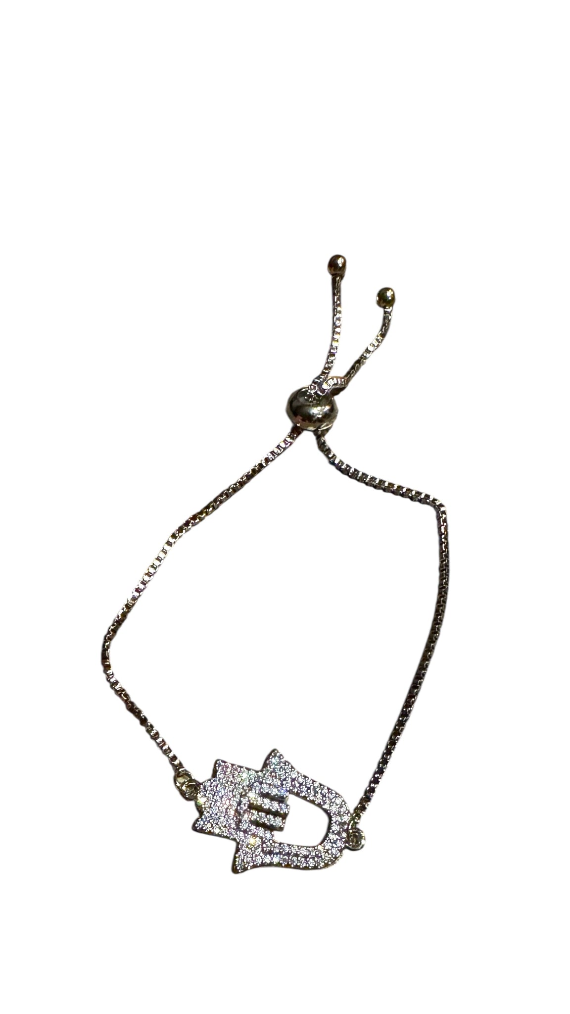 SILVER HAND IN HAND HAMSA SQUARE CHAIN PULL CLOSURE BRACELET Bracelet FashionWear Collection Silver 