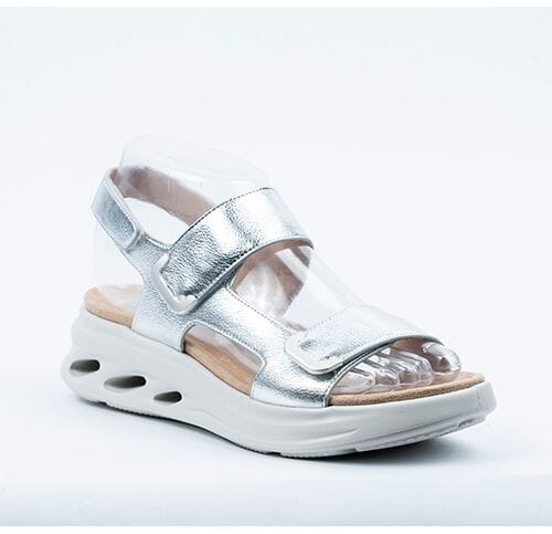 SILVER PLATFORM STYLE SANDAL WITH VELCRO CLOSURE Shoes Little Empress 36 Silver 