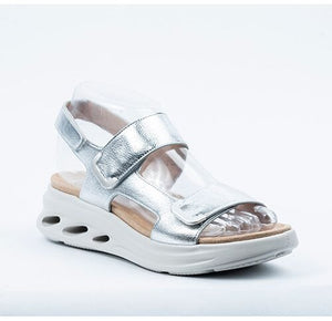 SILVER PLATFORM STYLE SANDAL WITH VELCRO CLOSURE Shoes Little Empress 36 Silver 