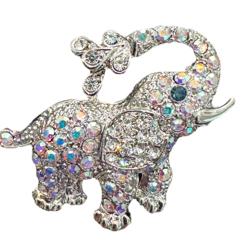 SILVER WATER ELEPHANT CLEAR CRYSTAL BROOCH Brooch FashionWear Collection Clear Crystal 
