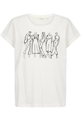 SKETCH CREW NECK WHITE PRINT T SHIRT T-Shirt CREAM XS White 