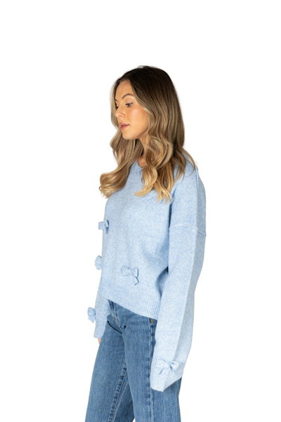 SKY BLUE BOW DETAIL SWEATER SWEATER LYLA + LUXE 