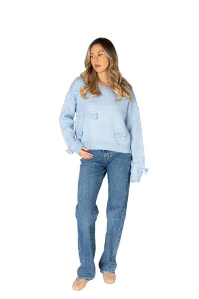 SKY BLUE BOW DETAIL SWEATER SWEATER LYLA + LUXE 