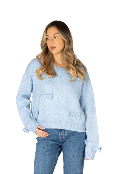 SKY BLUE BOW DETAIL SWEATER SWEATER LYLA + LUXE XS Sky Blue 