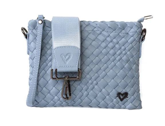 SKY BLUE WOVEN CROSSBODY Handbag prenelove OS sky blue 