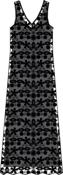 SLEEVELES LINED BLACK CROCHET DRESS Dresses Charlie B 