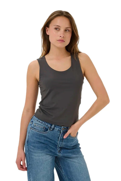 SLEEVELESS CHARCOAL TANK Tank Kaffe 