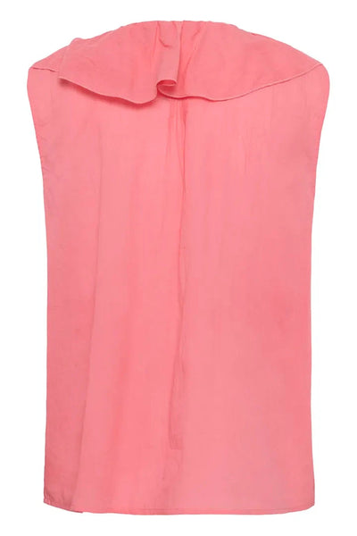 SLEEVELESS CORAL RUFFLE TOP Blouse Culture 