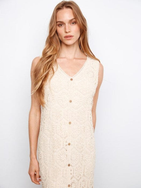 SLEEVELESS CROCHET BUTTON DOWN DRESS Dresses Charlie B 