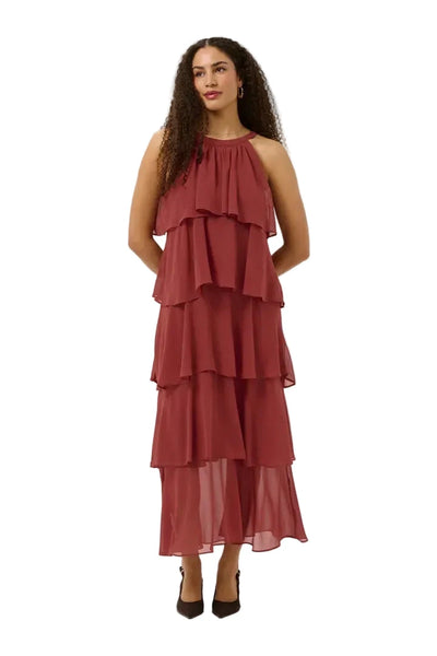 SLEEVELESS LAYERED HALTER NECK MAXI DRESS Dresses CREAM 36 Brandy Snifter/Brown 