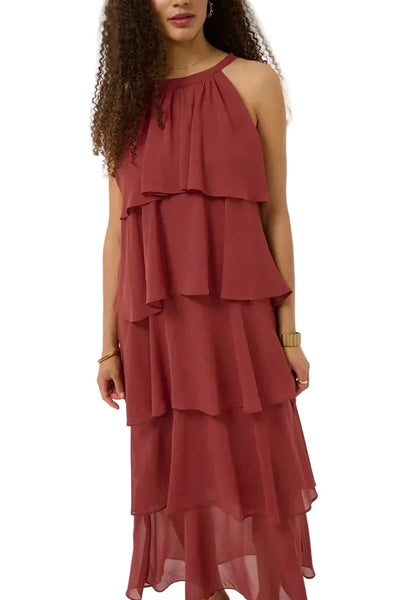SLEEVELESS LAYERED HALTER NECK MAXI DRESS Dresses CREAM 