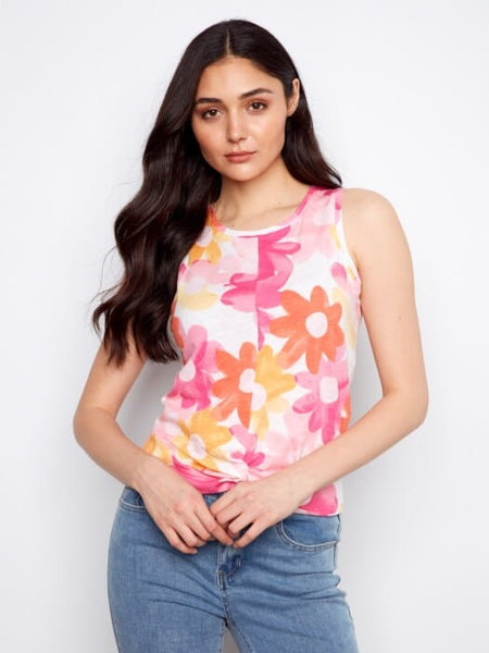 SLEEVELESS ORGANIC COTTON TWISTED HEM TOP T Shirts & Tops Charlie B 