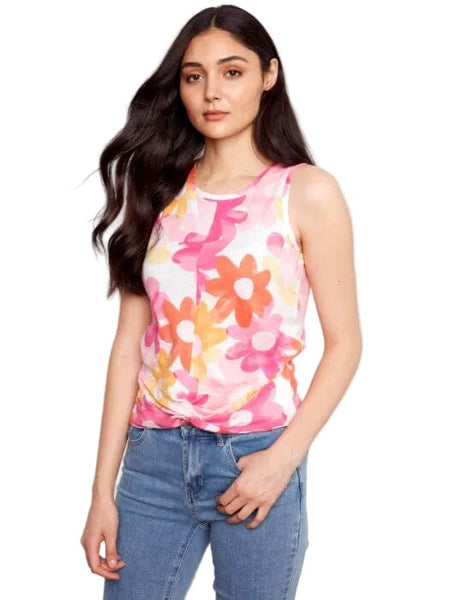 SLEEVELESS ORGANIC COTTON TWISTED HEM TOP T Shirts & Tops Charlie B S Dandy Pink 
