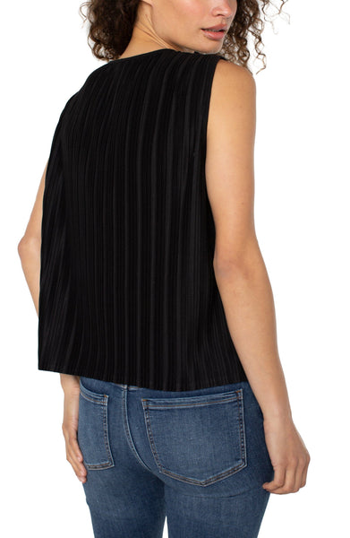 SLEEVELESS PLEATED BLACK FLOWY TOP Top Liverpool 