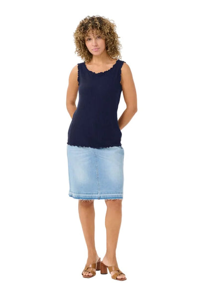 SLEEVELESS SCALLOPED EDGE TANK Tank Top CREAM 