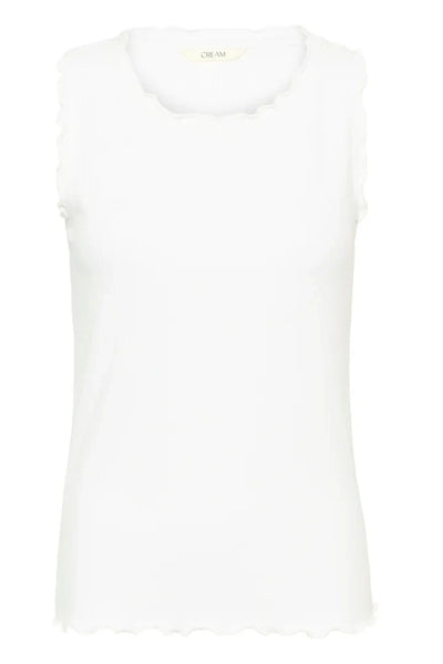 SLEEVELESS SCALLOPED EDGE TANK Tank Top CREAM 