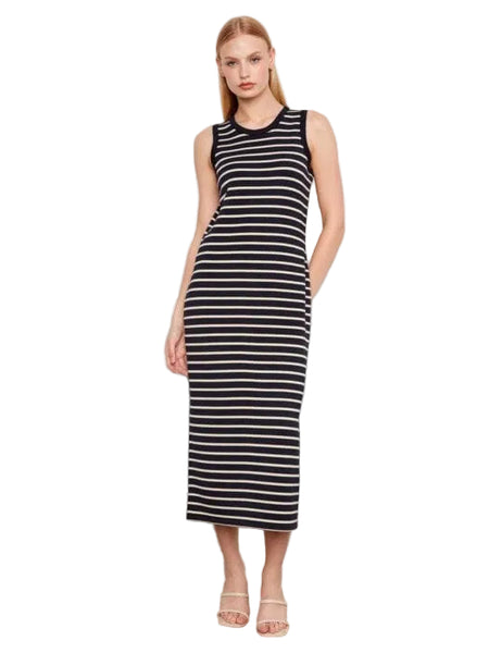 SLEEVELESS STRIPED LONG DRESS Dresses Charlie B XS Black P001 
