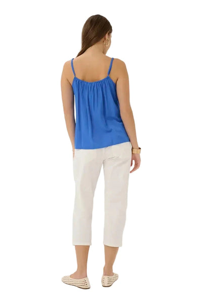 SLEEVELESS TANK WITH LACE DETAIL NECKLINE Tank Top CREAM 